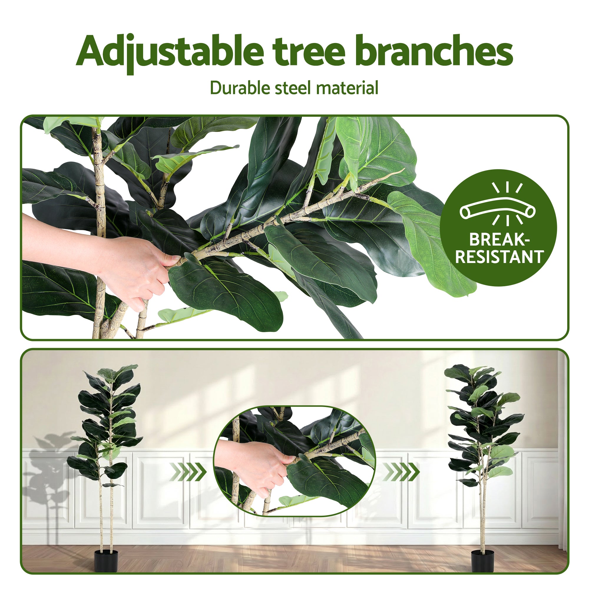 Artiss 150cm Artificial Fiddle Tree Faux Trees Indoor Decor Artificial Plants Lifelike Plant 1.5M AP-TREE-FIDDLE-150