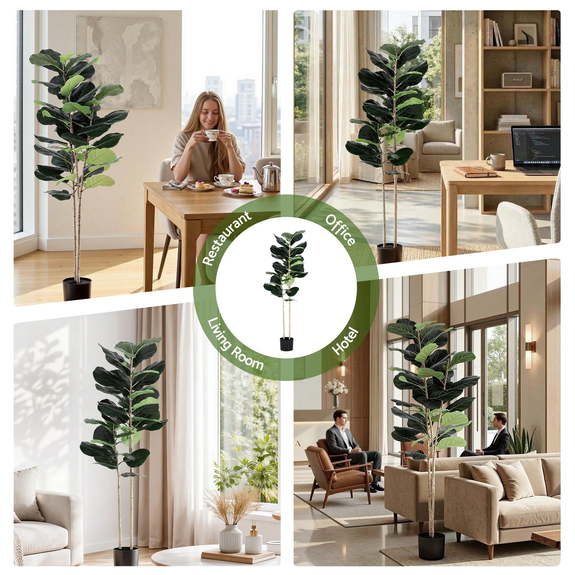 Artiss 150cm Artificial Fiddle Tree Faux Trees Indoor Decor Artificial Plants Lifelike Plant 1.5M AP-TREE-FIDDLE-150