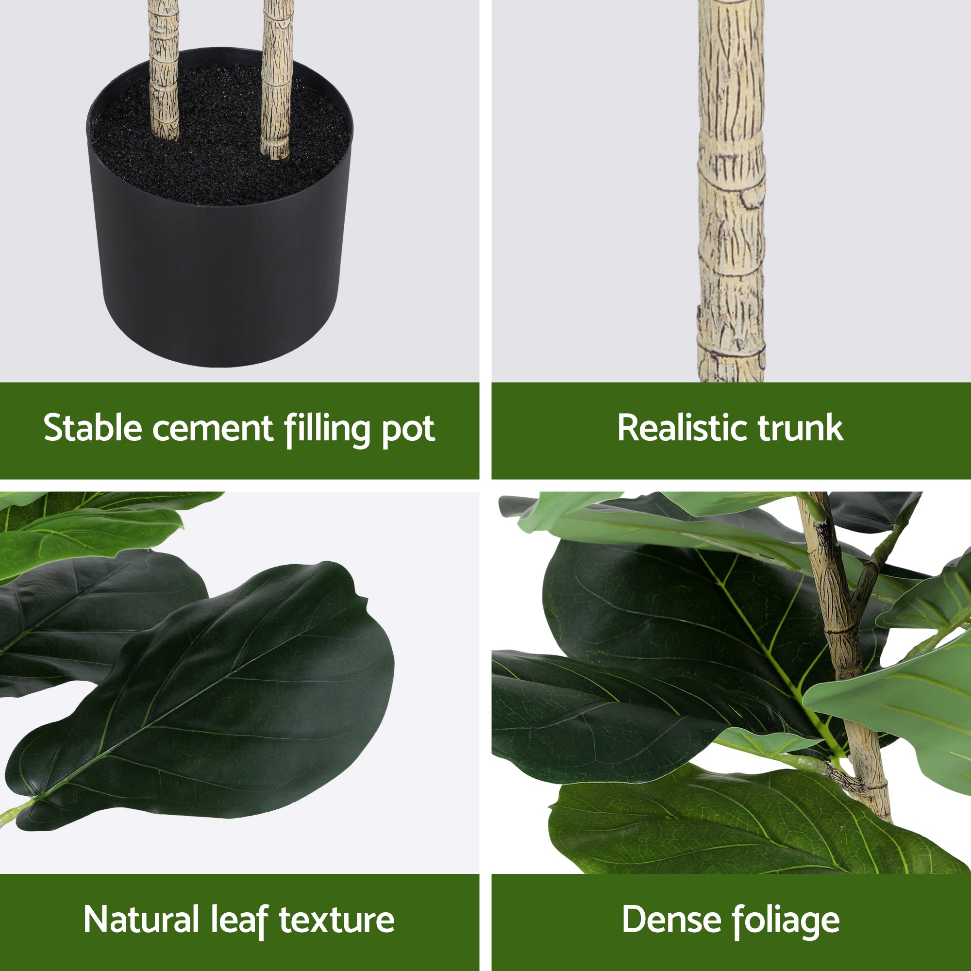 Artiss 150cm Artificial Fiddle Tree Faux Trees Indoor Decor Artificial Plants Lifelike Plant 1.5M AP-TREE-FIDDLE-150