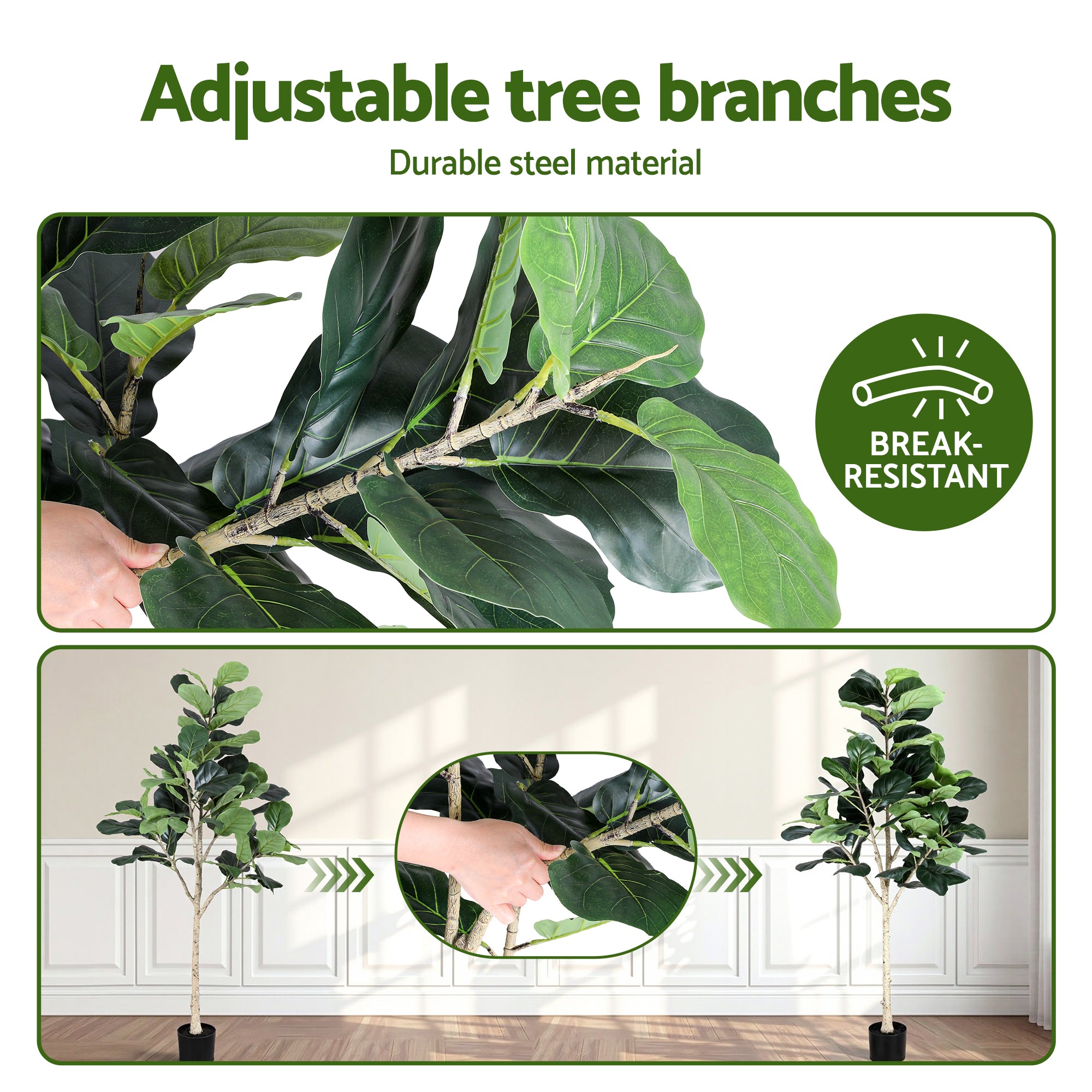 Artiss 180cm Artificial Fiddle Tree Faux Trees Indoor Decor Artificial Plants Lifelike Plant 1.8M AP-TREE-FIDDLE-180