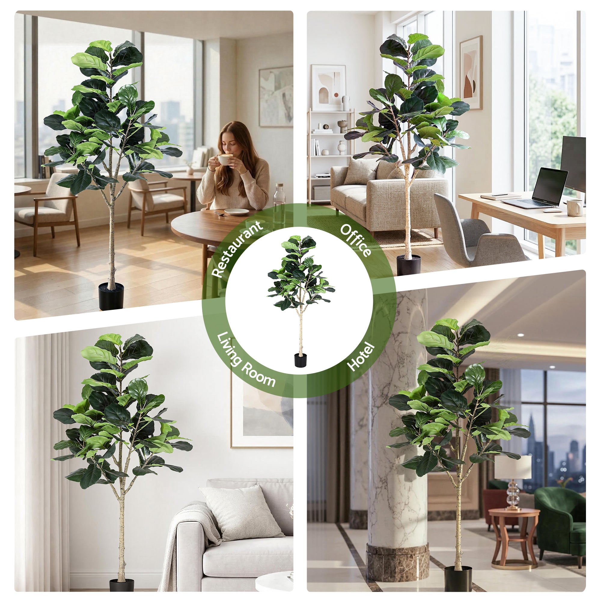 Artiss 180cm Artificial Fiddle Tree Faux Trees Indoor Decor Artificial Plants Lifelike Plant 1.8M AP-TREE-FIDDLE-180