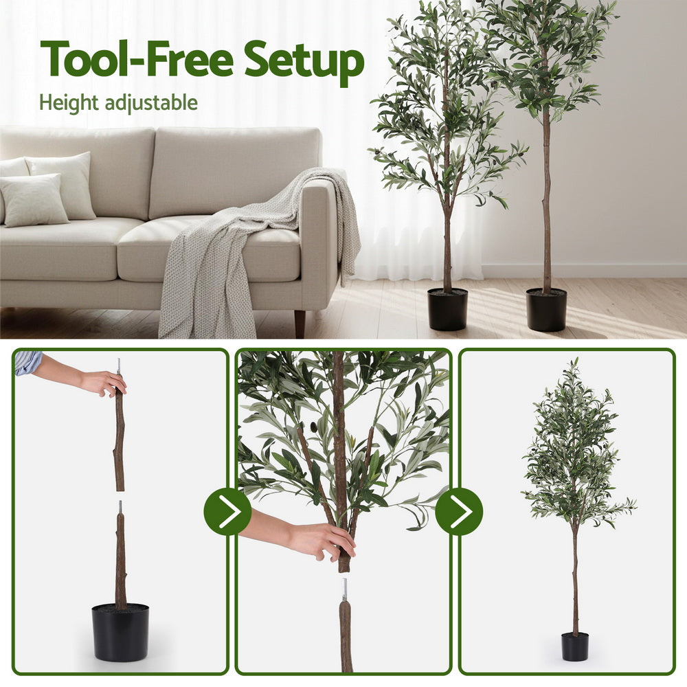 Artiss 180cm Artificial Olive Tree Faux Trees Indoor Decor Artificial Plants Lifelike Plant 1.8M AP-TREE-OLIVE-180