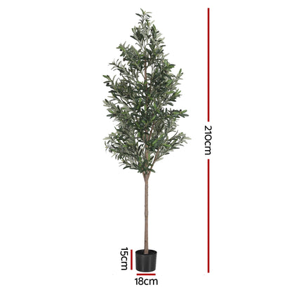 Artiss 210cm Artificial Olive Tree Faux Trees Indoor Decor Artificial Plants Lifelike Plant 2.1M AP-TREE-OLIVE-210