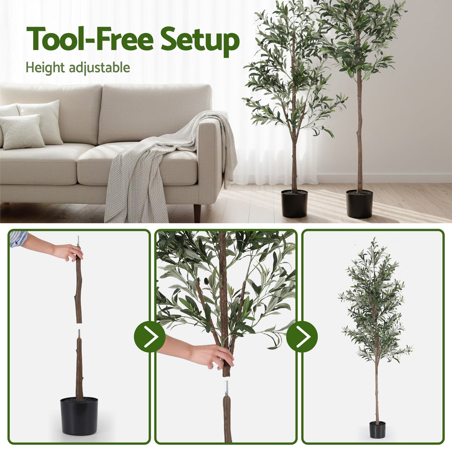 Artiss 210cm Artificial Olive Tree Faux Trees Indoor Decor Artificial Plants Lifelike Plant 2.1M AP-TREE-OLIVE-210