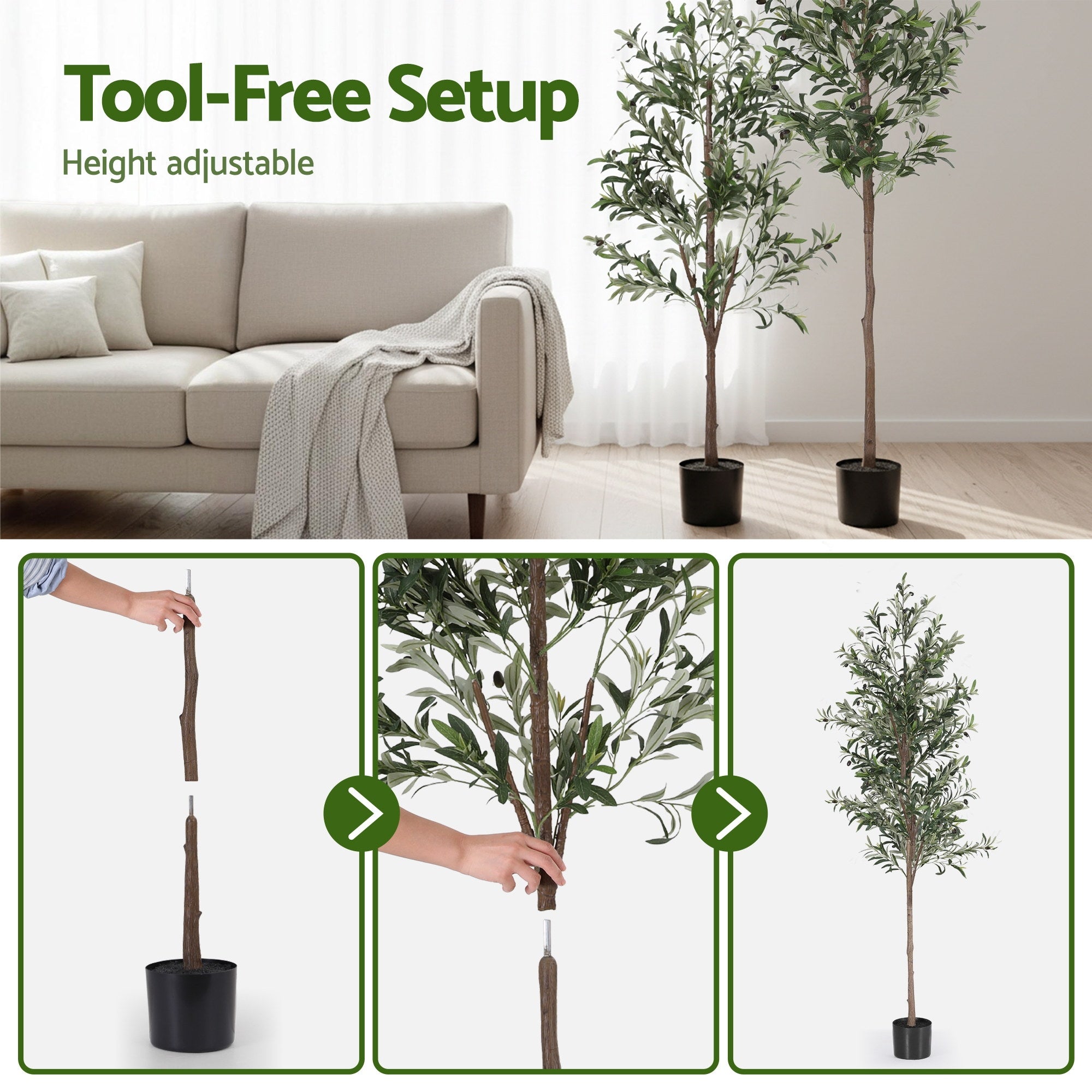 Artiss 210cm Artificial Olive Tree Faux Trees Indoor Decor Artificial Plants Lifelike Plant 2.1M AP-TREE-OLIVE-210