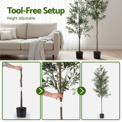 Artiss 210cm Artificial Olive Tree Faux Trees Indoor Decor Artificial Plants Lifelike Plant 2.1M AP-TREE-OLIVE-210
