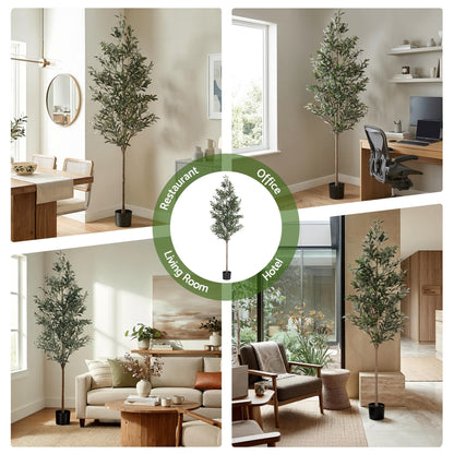 Artiss 210cm Artificial Olive Tree Faux Trees Indoor Decor Artificial Plants Lifelike Plant 2.1M AP-TREE-OLIVE-210