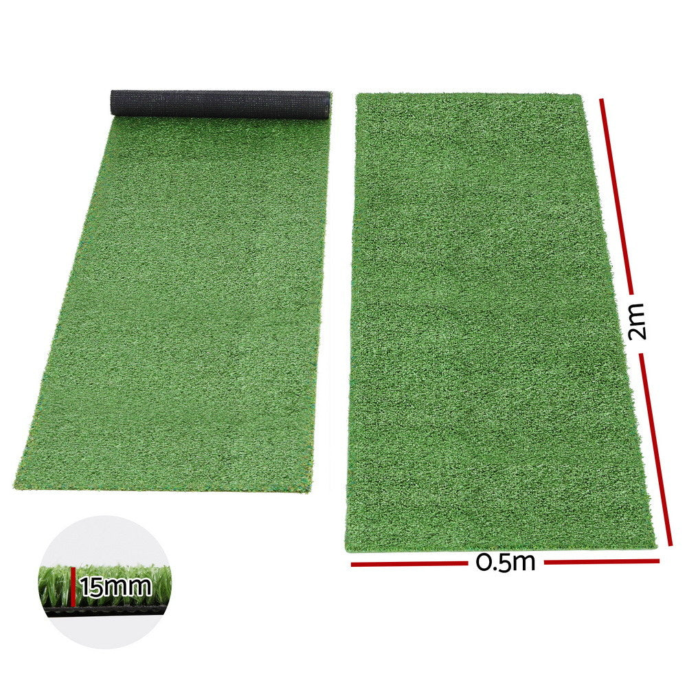Prime Turf Artificial Grass Turf Rug Fake Grass 2 Rolls 15mm Height 50cm x 2m Indoor Outdoor Synthetic Grass AR-GRASS-50X200-OL