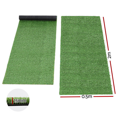 Prime Turf Artificial Grass Turf Rug Fake Grass 2 Rolls 15mm Height 50cm x 2m Indoor Outdoor Synthetic Grass AR-GRASS-50X200-OL