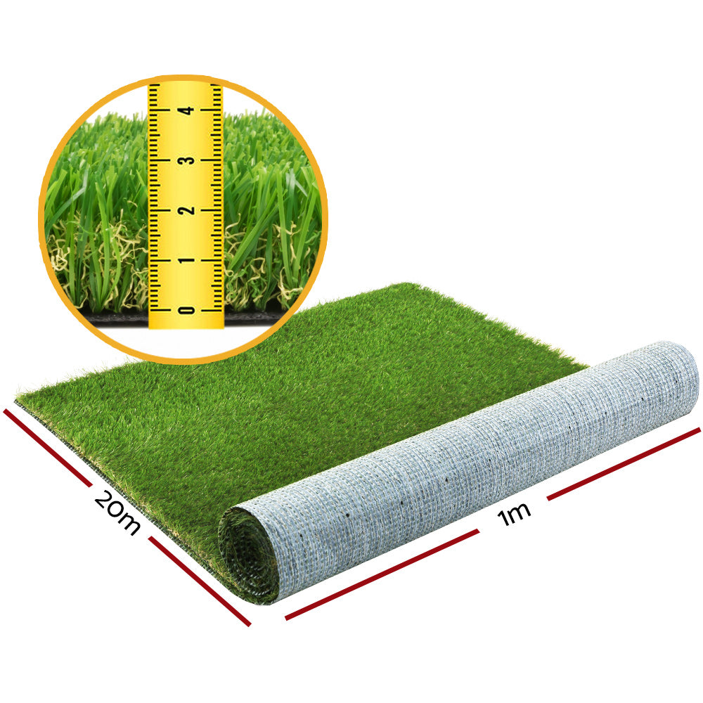 Primeturf 30mm 1mx20m Artificial Grass Synthetic Fake Lawn Turf Plastic Plant 4-coloured AR-GRASS-SILK-30-120