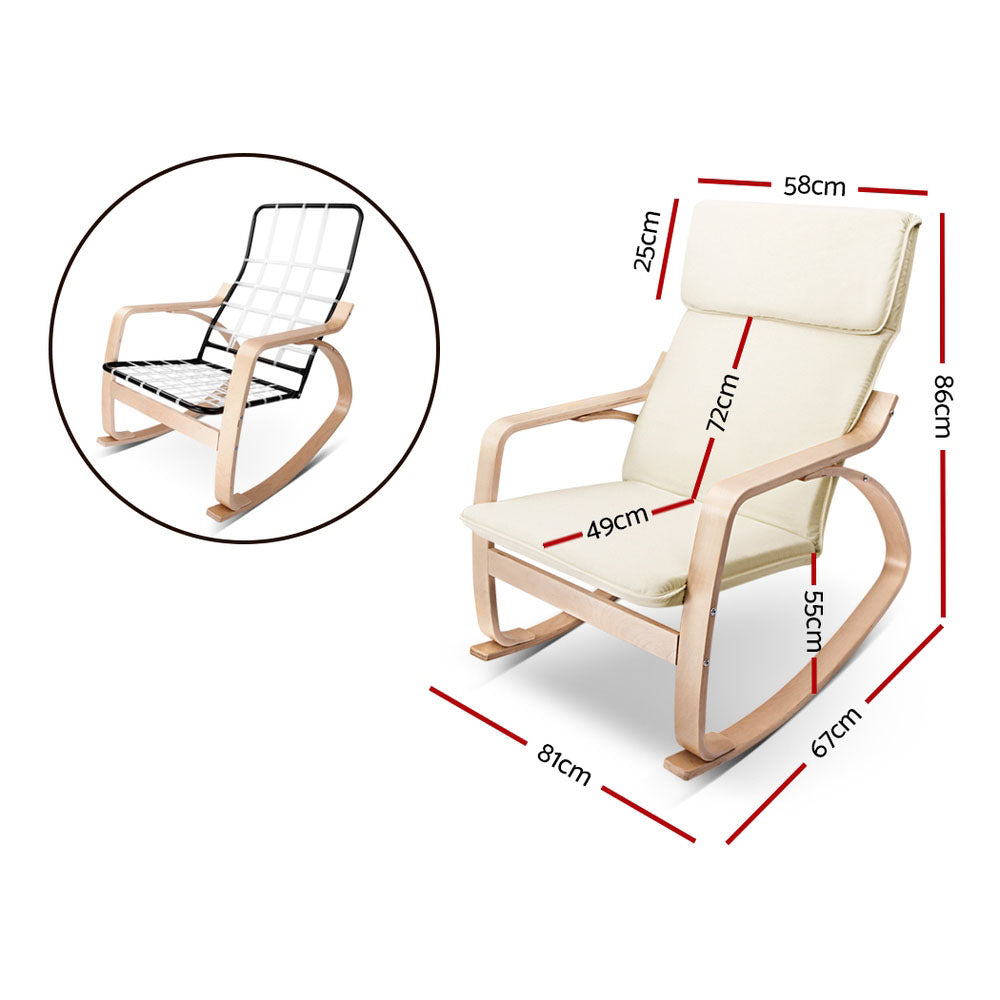 Artiss Rocking Armchair Nursing Bentwood Aero ARMCHAIR-01-BG