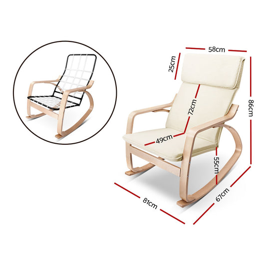 Artiss Rocking Armchair Nursing Bentwood Aero ARMCHAIR-01-BG