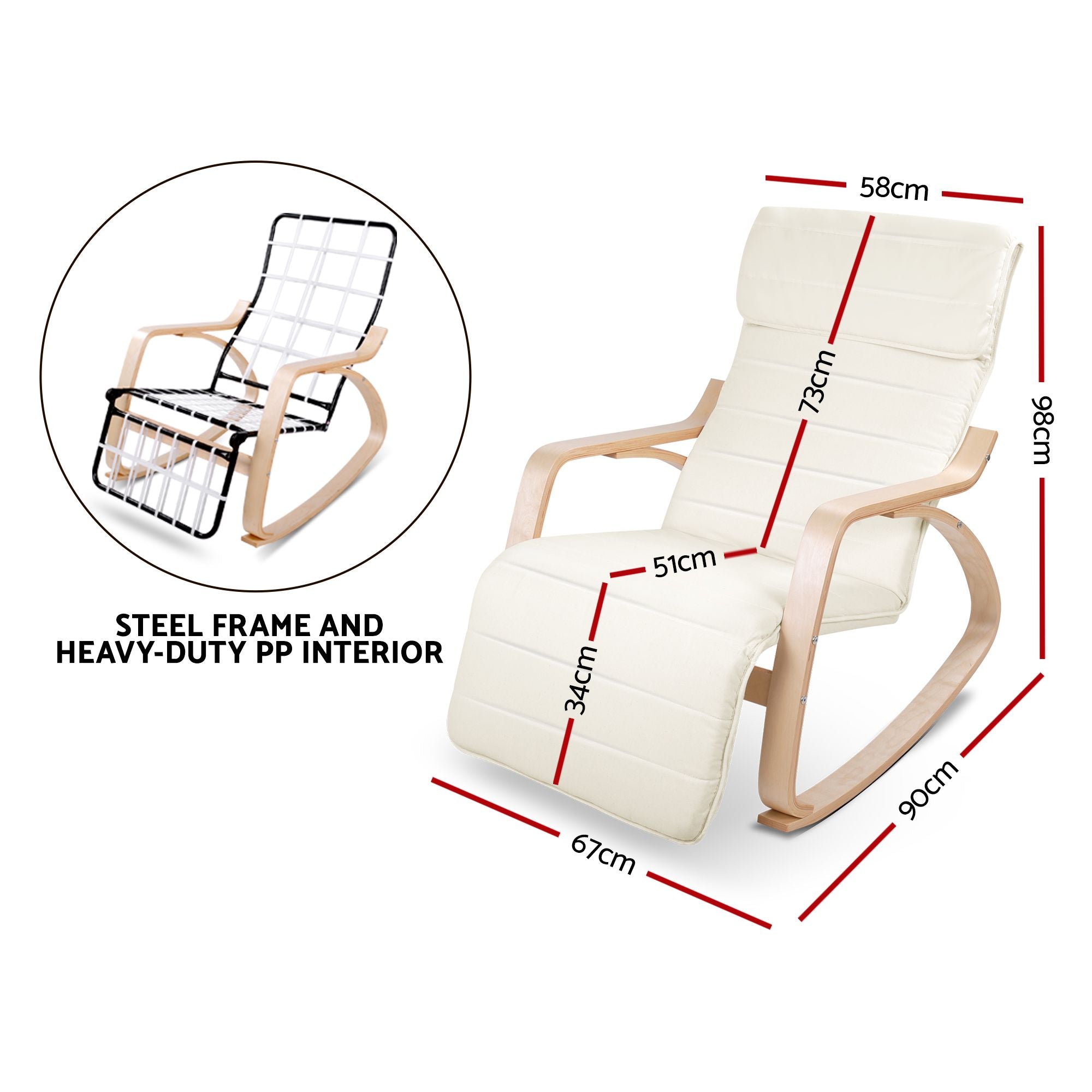 Artiss Rocking Armchair Footrest Nursing Beige Afton