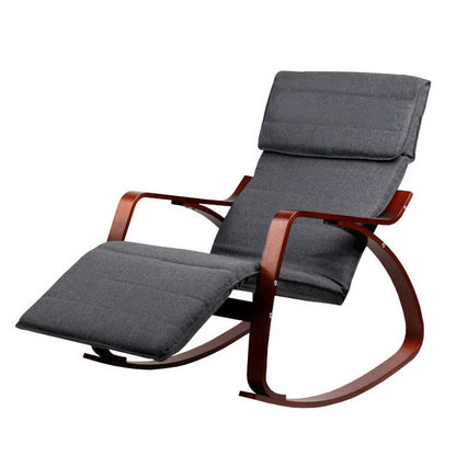 Artiss Rocking Armchair Footrest Nursing Charcoal Afton ARMCHAIR-10-CH