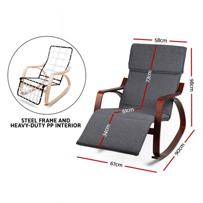 Artiss Rocking Armchair Footrest Nursing Charcoal Afton ARMCHAIR-10-CH