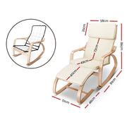 Artiss Rocking Armchair Footstool Bentwood Beige ARMCHAIR-STOOL-BG