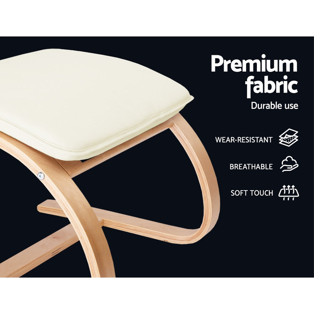 Artiss Rocking Armchair Footstool Bentwood Beige ARMCHAIR-STOOL-BG