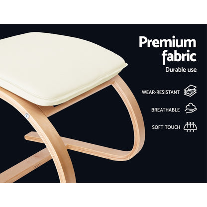 Artiss Rocking Armchair Footstool Bentwood Beige ARMCHAIR-STOOL-BG