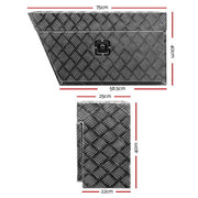 Giantz Aluminium Ute Tool Box Pair of Toolbox Tray Vehicle Storage Lock ATB-DS-75-40