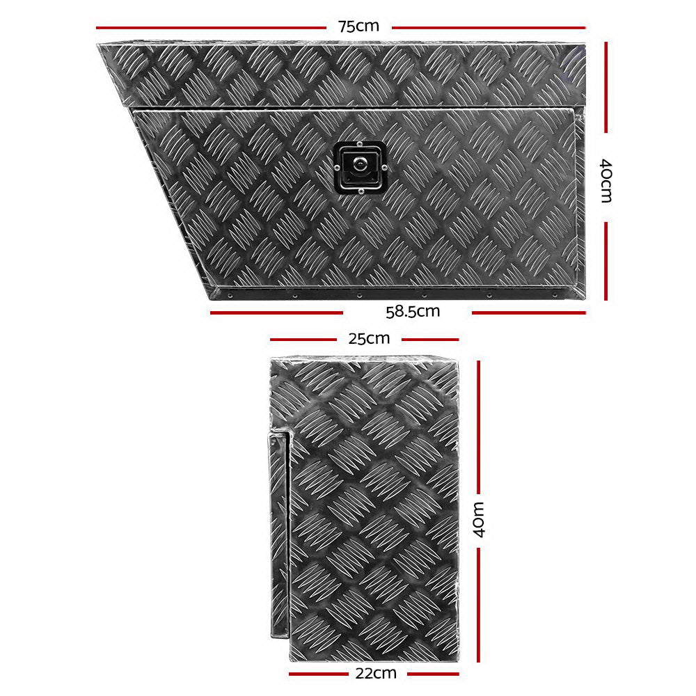 Giantz Aluminium Ute Tool Box Pair of Toolbox Tray Vehicle Storage Lock ATB-DS-75-40