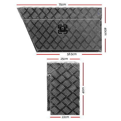 Giantz Aluminium Ute Tool Box Pair of Toolbox Tray Vehicle Storage Lock ATB-DS-75-40