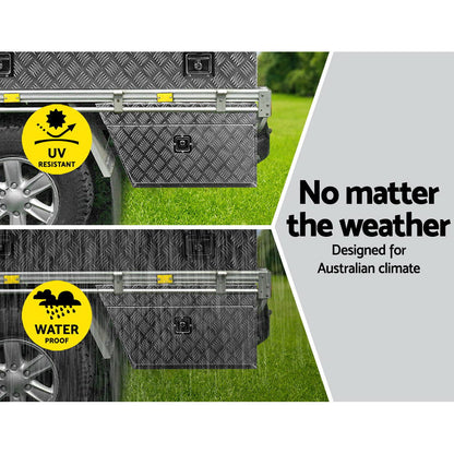 Giantz Aluminium Ute Tool Box Pair of Toolbox Tray Vehicle Storage Lock ATB-DS-75-40