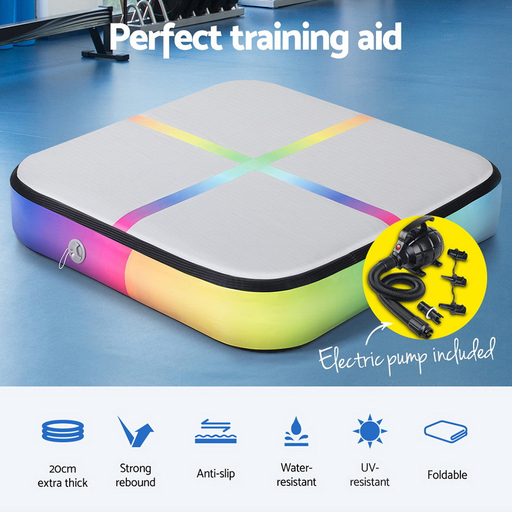 Everfit 1m Air Track Mat Inflatable Gymnastics Tumbling Mat W/ Pump Colourful ATM-1-1-02M-MC-AP