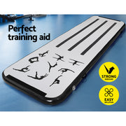 Everfit 3M Air Track Gymnastics Tumbling Mat Exercise Cheerleading Unique Black ATM-3-1-01M-BK