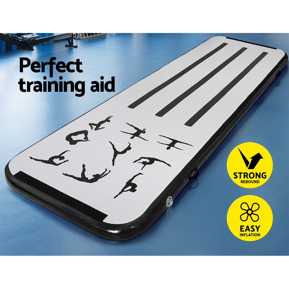Everfit 3M Air Track Gymnastics Tumbling Mat Exercise Cheerleading Unique Black ATM-3-1-01M-BK