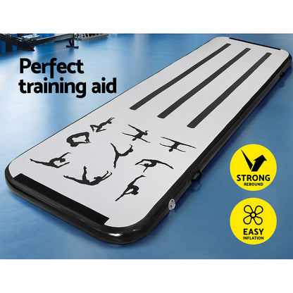 Everfit 3M Air Track Gymnastics Tumbling Mat Exercise Cheerleading Unique Black ATM-3-1-01M-BK