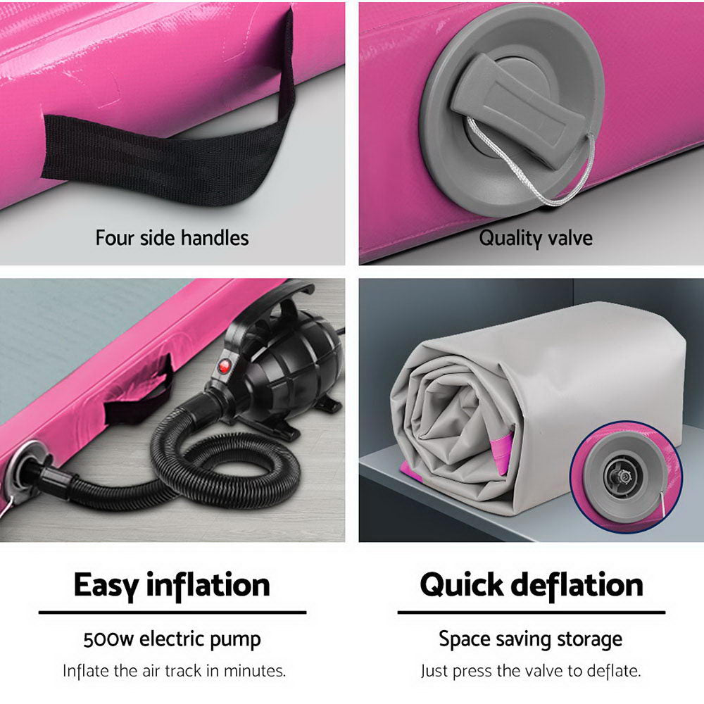 Everfit GoFun 3X1M Inflatable Air Track Mat with Pump Tumbling Gymnastics Pink ATM-3-1-01M-PK-AP1