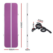 Everfit 3M Air Track Gymnastics Tumbling Exercise Yoga Mat W/ Pump Inflatable Purple ATM-3-1-01M-PU-AP