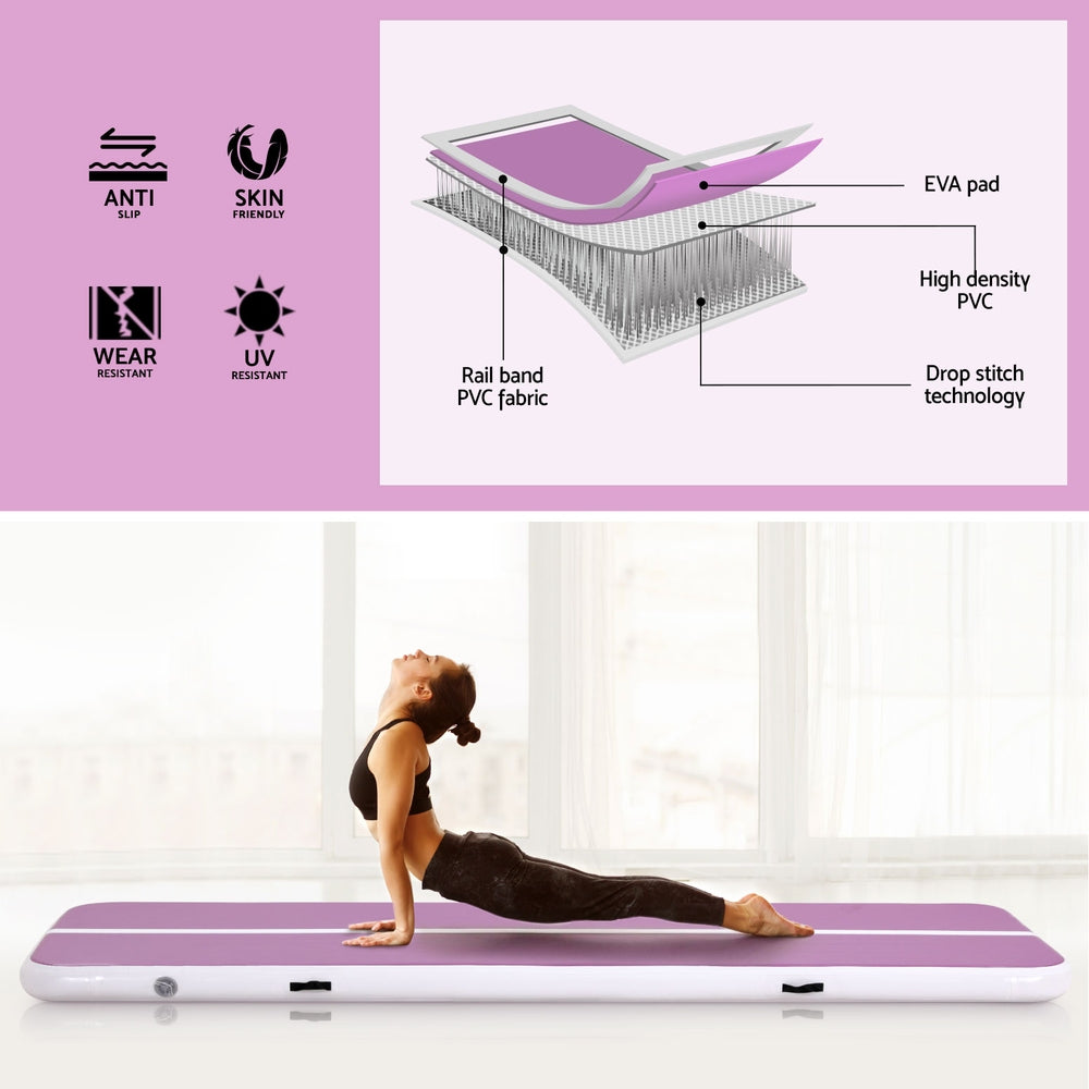 Everfit 3M Air Track Gymnastics Tumbling Exercise Yoga Mat W/ Pump Inflatable Purple ATM-3-1-01M-PU-AP