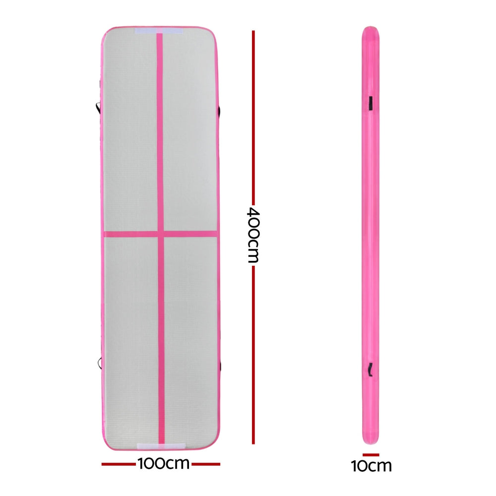 Everfit 4M Air Track Gymnastics Tumbling Exercise Cheerleading Mat Inflatable Pink ATM-4-1-01M-PK