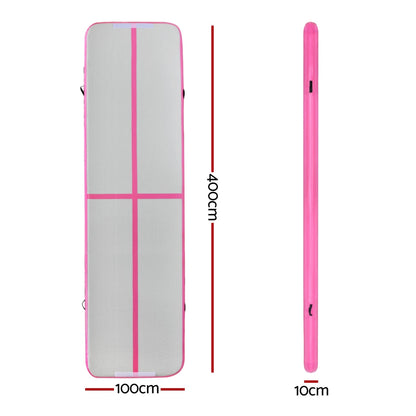 Everfit 4M Air Track Gymnastics Tumbling Exercise Cheerleading Mat Inflatable Pink ATM-4-1-01M-PK