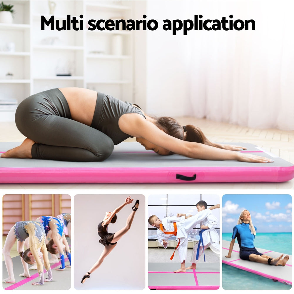 Everfit 4M Air Track Gymnastics Tumbling Exercise Cheerleading Mat Inflatable Pink ATM-4-1-01M-PK