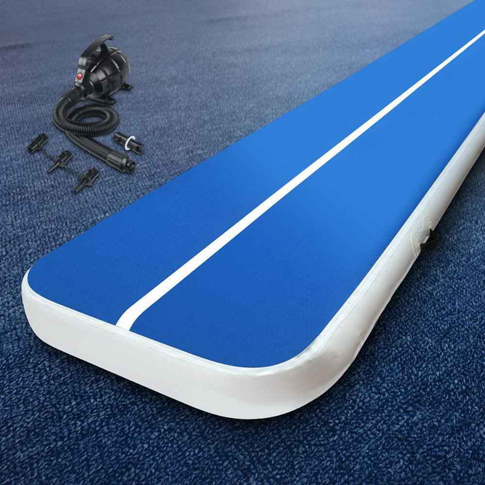 Everfit 5X1M Inflatable Air Track Mat 20CM Thick with Pump Tumbling Gymnastics Blue ATM-5-1-02M-BL-AP