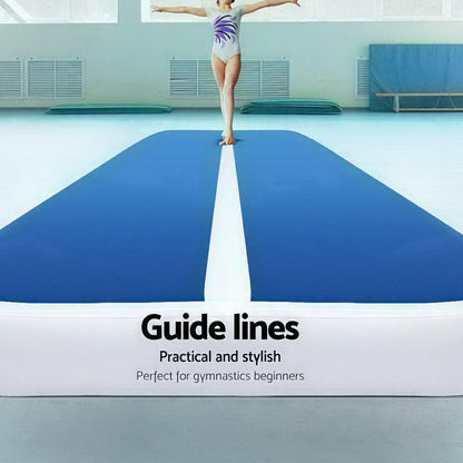 Everfit 6X1M Inflatable Air Track Mat 20CM Thick with Pump Tumbling Gymnastics Blue ATM-6-1-02M-BL-AP