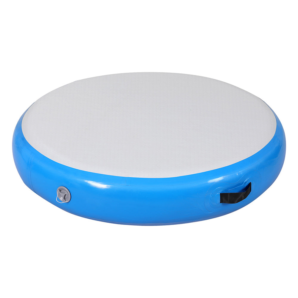 Everfit 1m Air Track Spot Inflatable Gymnastics Tumbling Mat Round Blue ATM-R-1-02M-BL