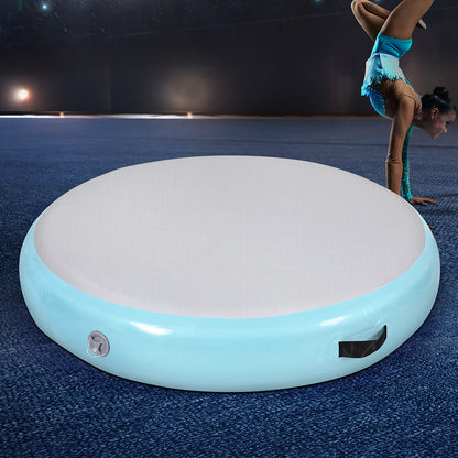 Everfit 1m Air Track Spot Inflatable Gymnastics Tumbling Mat Round Green ATM-R-1-02M-MG