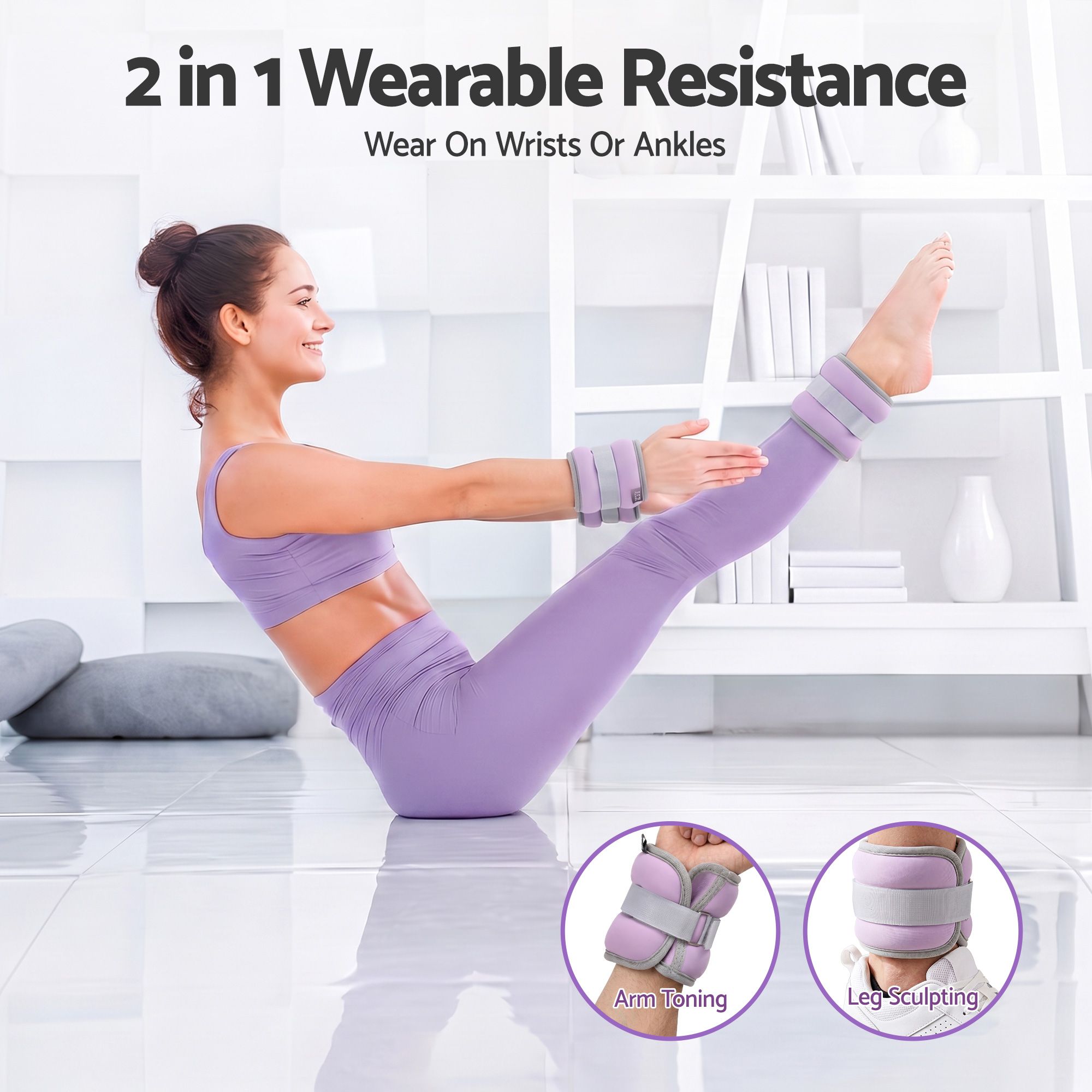 Everfit Ankle Wrist Weights for Women & Men, 4 Colors Set with 1 2 3 4kg Wearable Leg Arm Weights with Secure Fit for Walking, Running, Pilates, Home Fitness