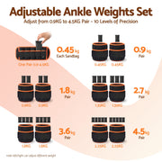 Everfit Adjustable Ankle Weights, 1 Pair (0.9-4.55Kg) Removable Sandbags for Women & Men, Wrist Weights & Leg Weights for Home Gym, Pilates, Walking, Strength Training
