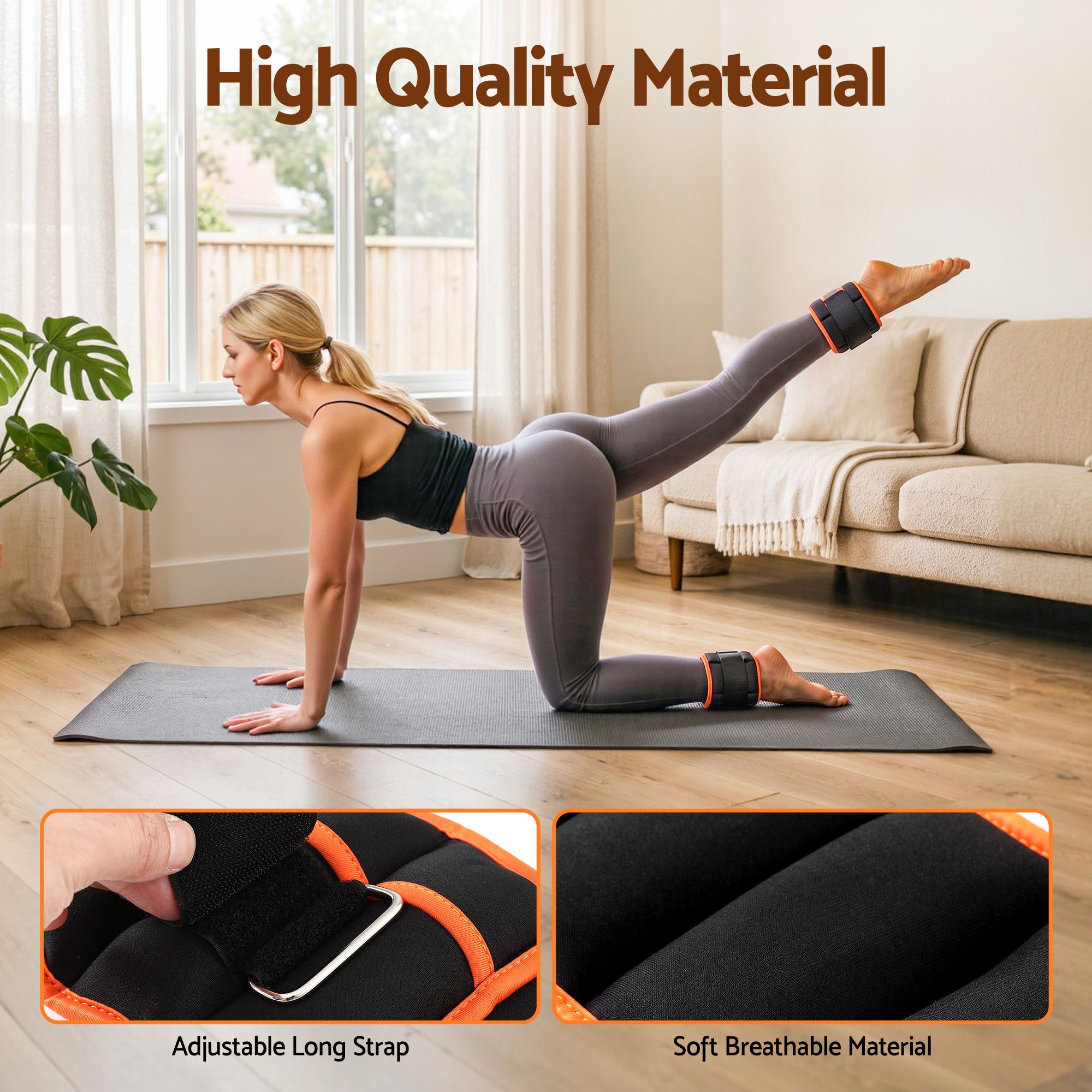 Everfit Adjustable Ankle Weights, 1 Pair (0.9-4.55Kg) Removable Sandbags for Women & Men, Wrist Weights & Leg Weights for Home Gym, Pilates, Walking, Strength Training