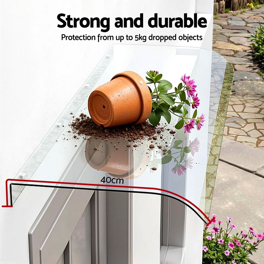 Instahut Window Door Awning 0.4mx1m Transparent AWN-04X1-CLR