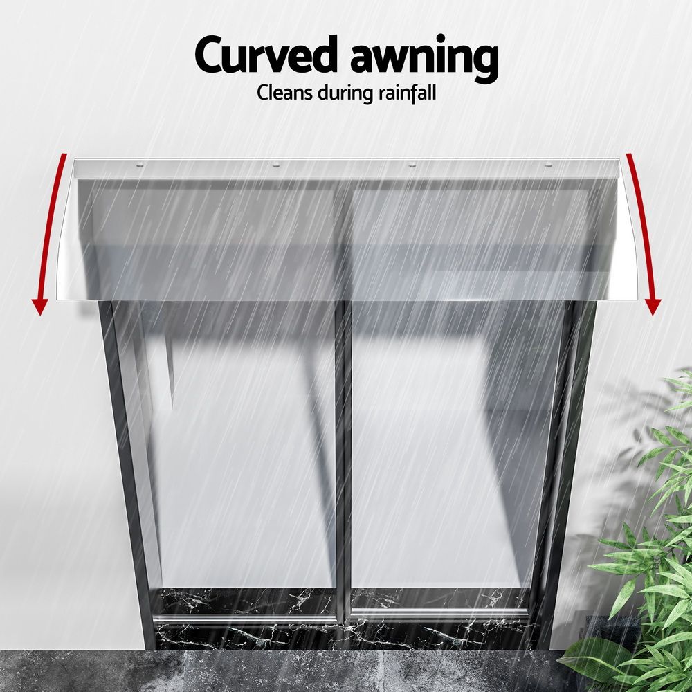 Instahut Window Door Awning 0.4mx1m Transparent AWN-04X1-CLR
