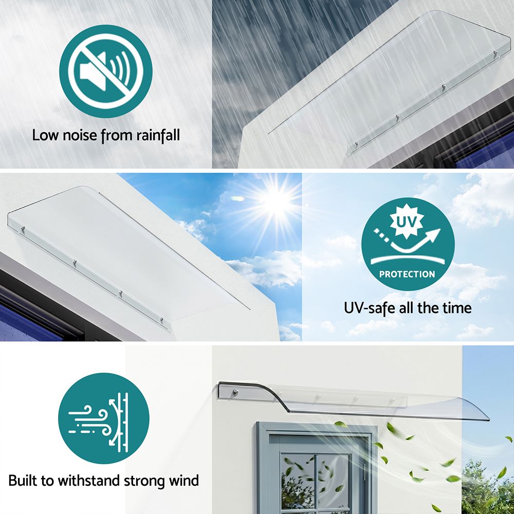 Instahut Window Door Awning 0.4mx1m Transparent AWN-04X1-CLR