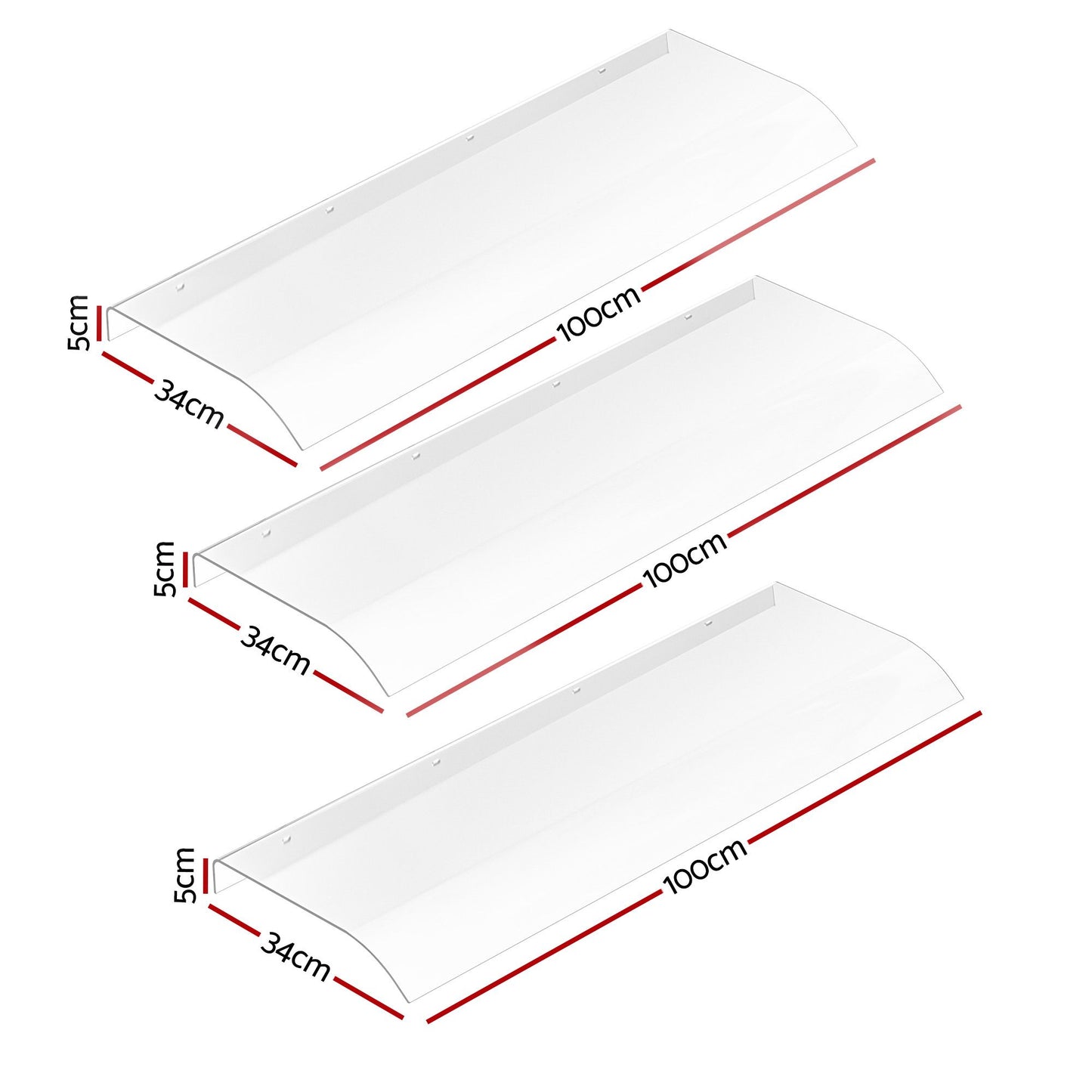 Instahut Window Door Awning 0.4mx3m Transparent AWN-04X3-CLR