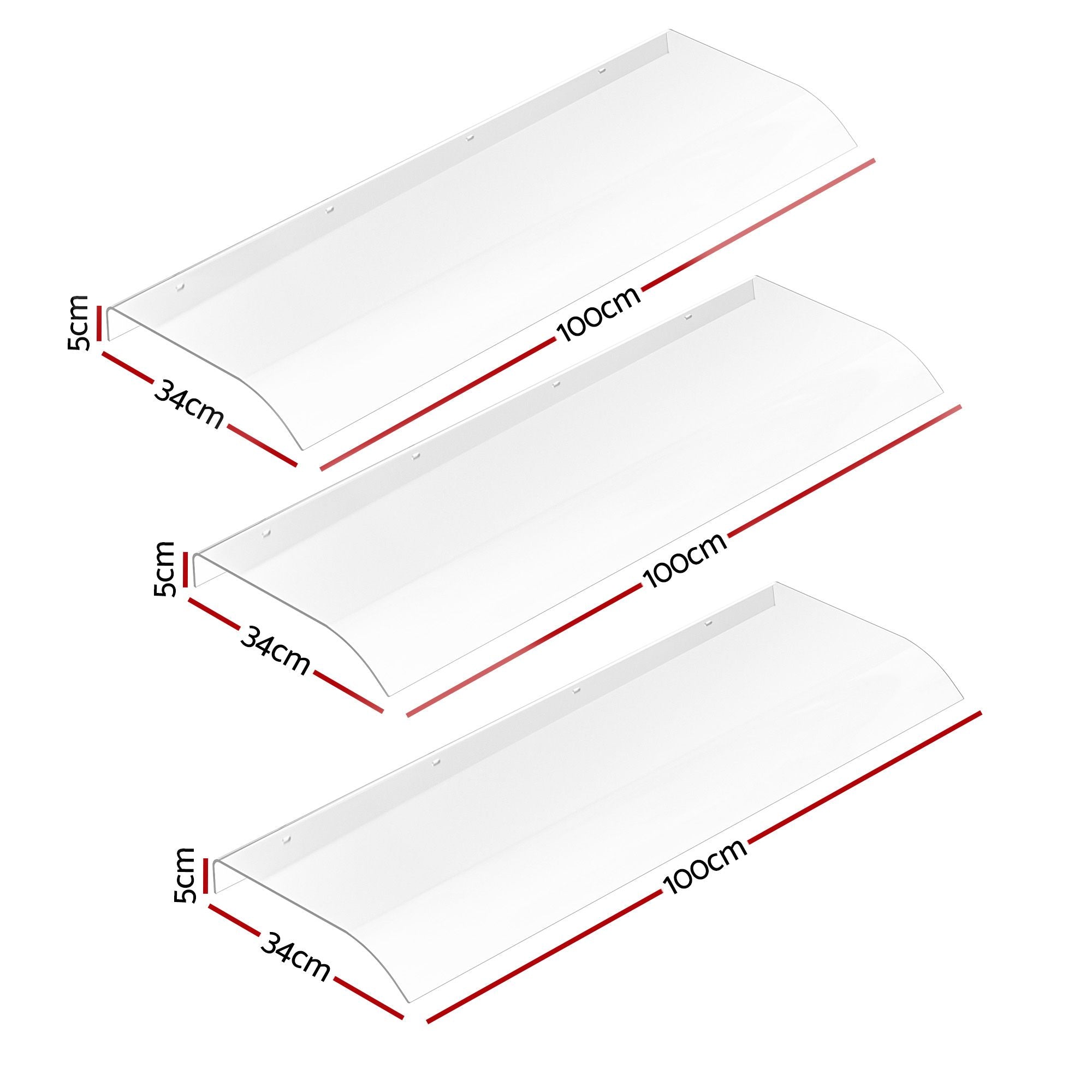 Instahut Window Door Awning 0.4mx3m Transparent AWN-04X3-CLR