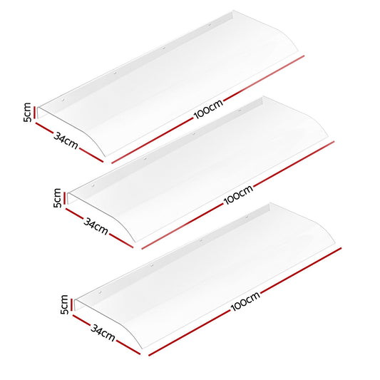 Instahut Window Door Awning 0.4mx3m Transparent AWN-04X3-CLR