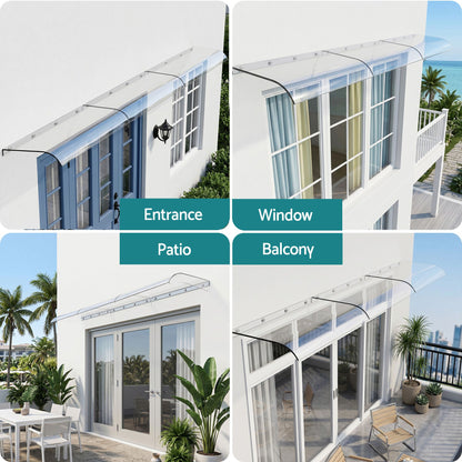 Instahut Window Door Awning 0.4mx3m Transparent AWN-04X3-CLR